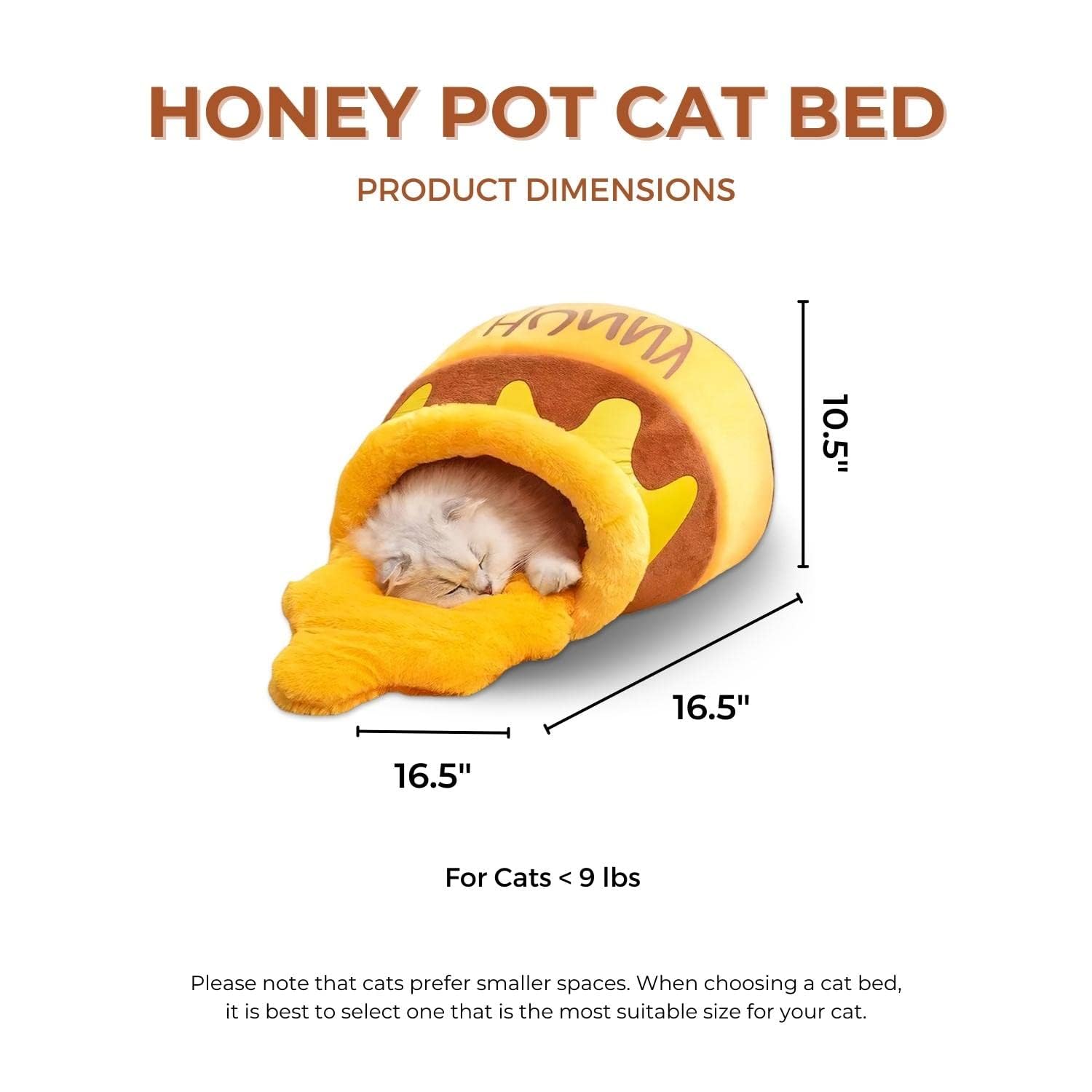 PECHVINO Honey Pot Cat Bed ideal for small cats under 9 pounds