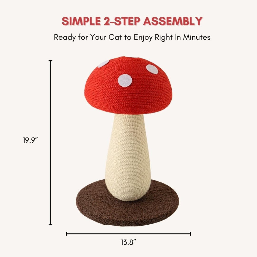 PECHVINO Mushroom Cat Scratching Post with included hardware and clear instructions
