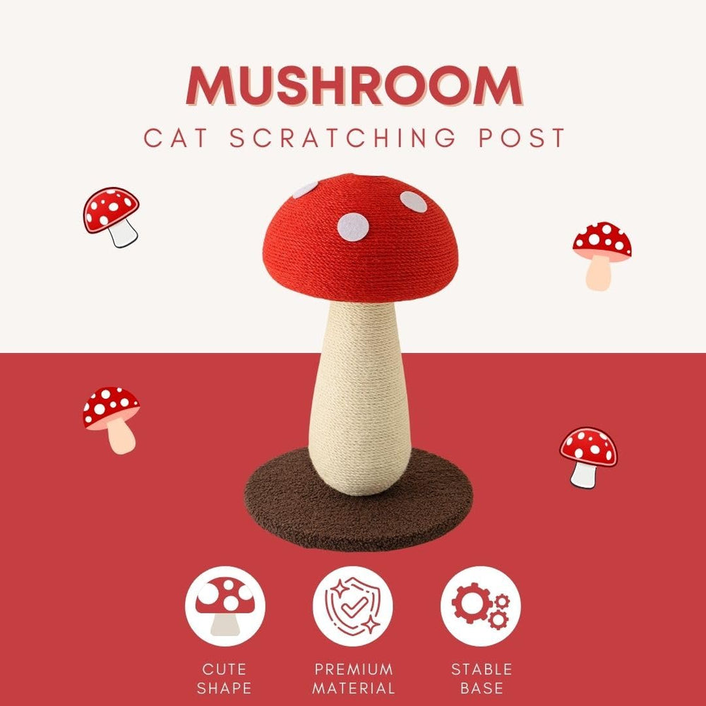 PECHVINO Mushroom Cat Scratching Post wrapped in sisal rope for satisfying scratching