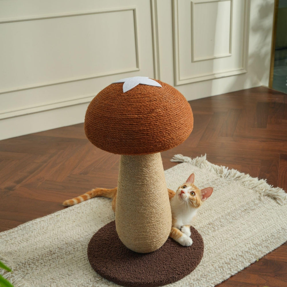 PECHVINO Shiitake mushroom scratching post with sisal rope for durable scratching