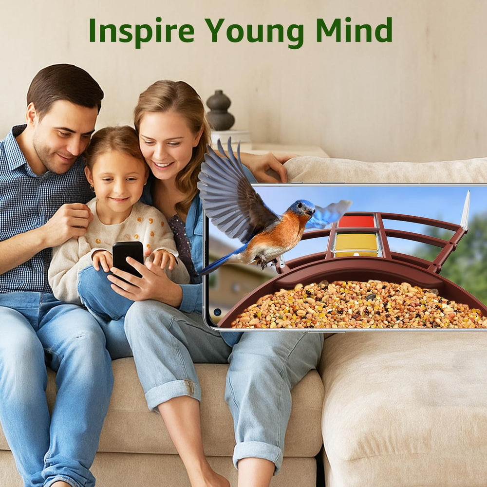 PeckCam transparent seed tray simplifies refilling and monitoring.