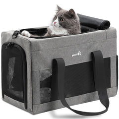 Pecute airline-approved cat carrier open view shows sturdy frame for secure travel