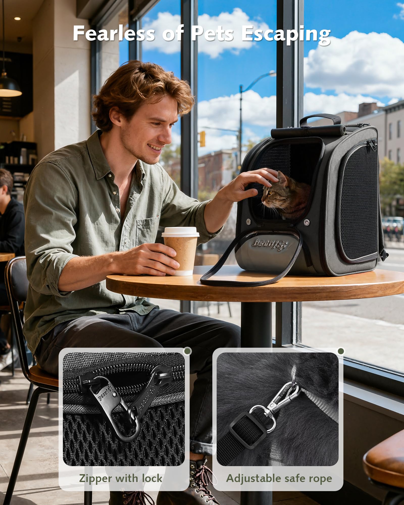 Pecute cat backpack back panel 3D-printed enhances airflow and carrying comfort