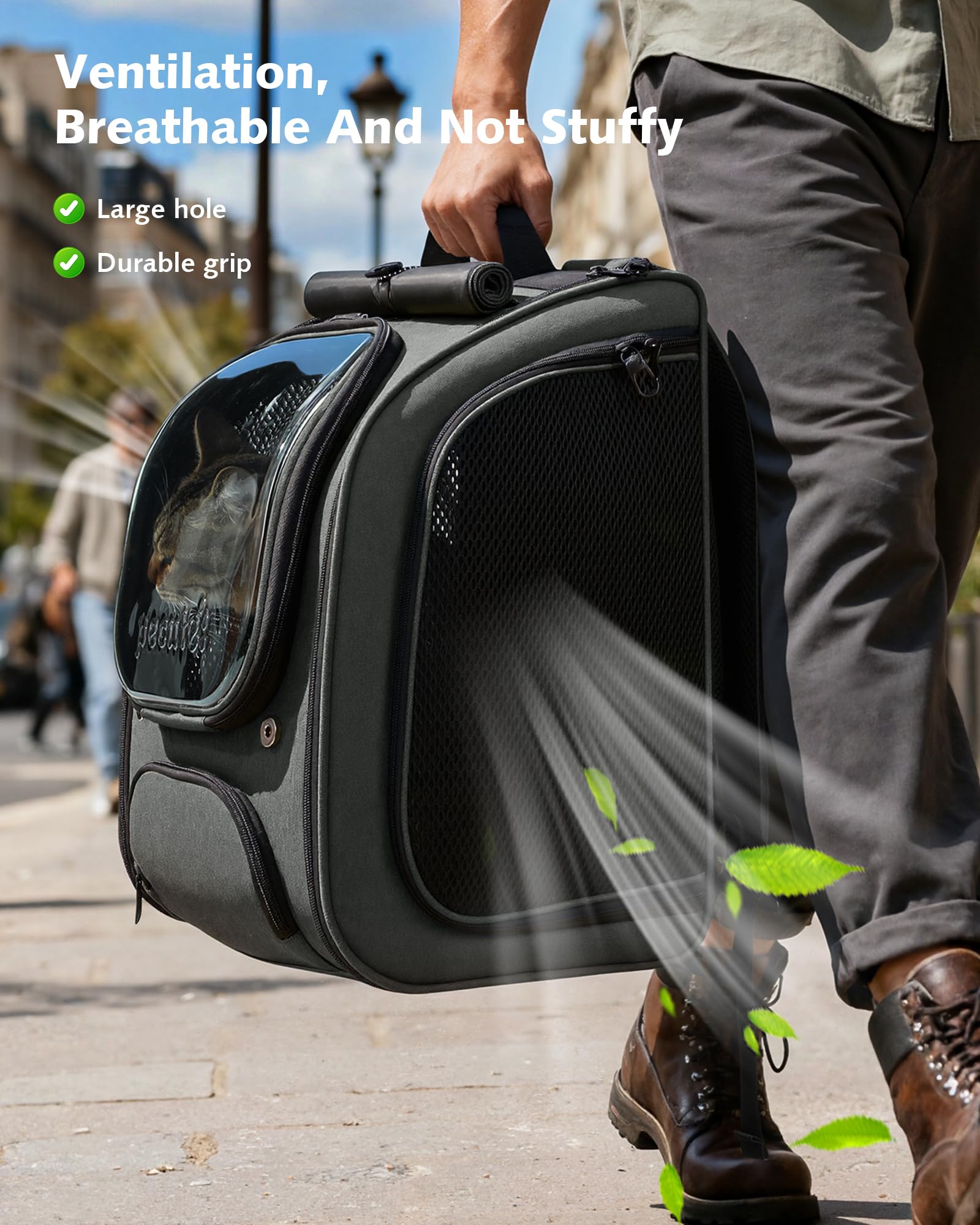 Pecute cat backpack breathable mesh design emphasizes ventilation and comfort