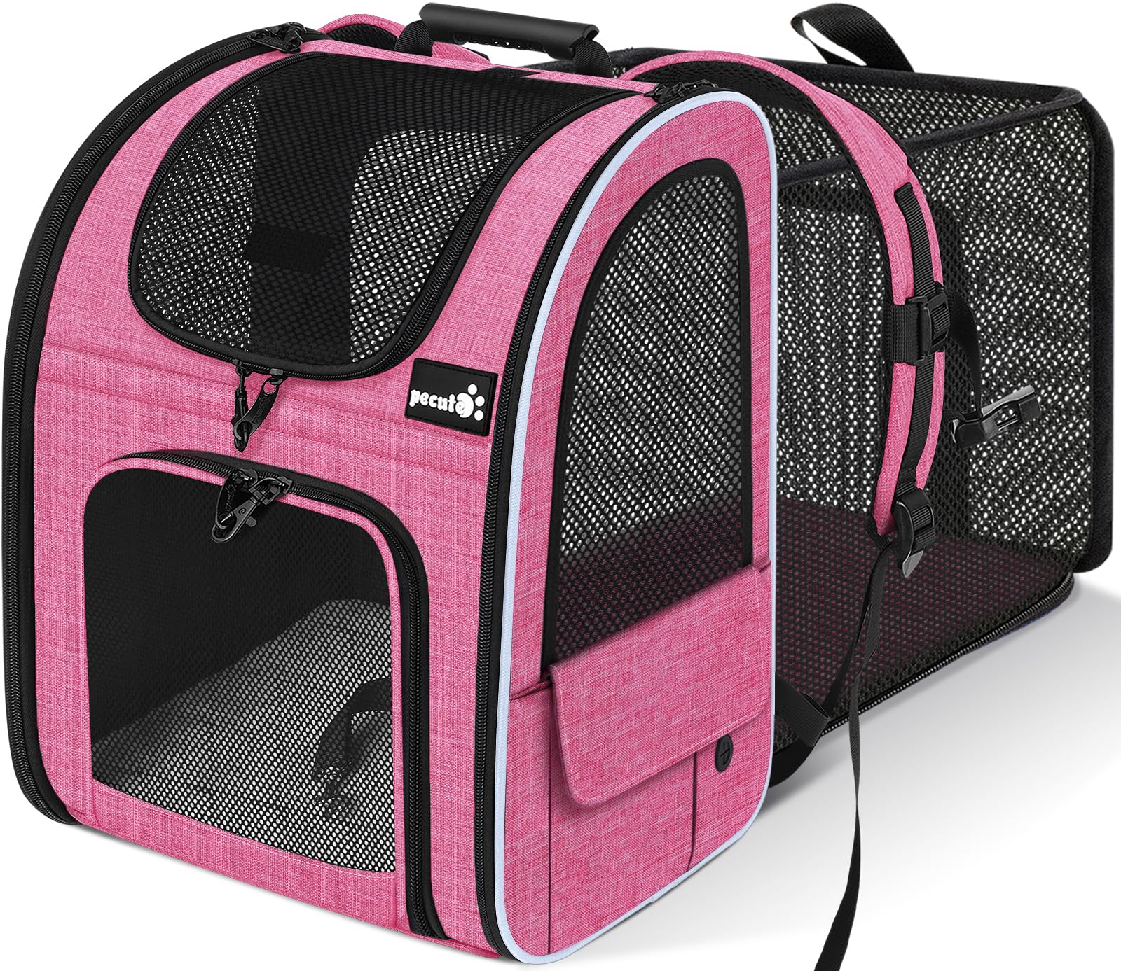 Pecure cat backpack closed view — compact, hands-free travel ready.
