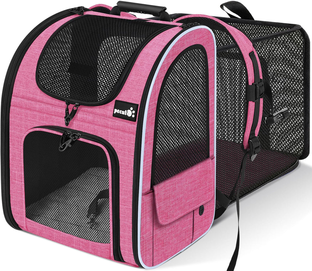 Pecure cat backpack closed view — compact, hands-free travel ready.