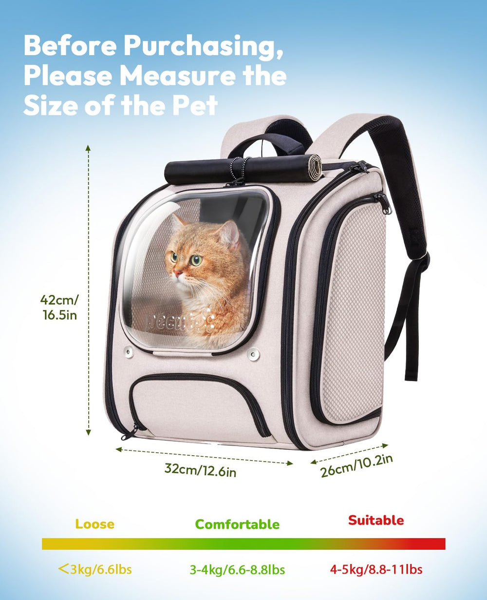 Pecute Cat Backpack Dimensions and Size Guide helps ensure proper fit
