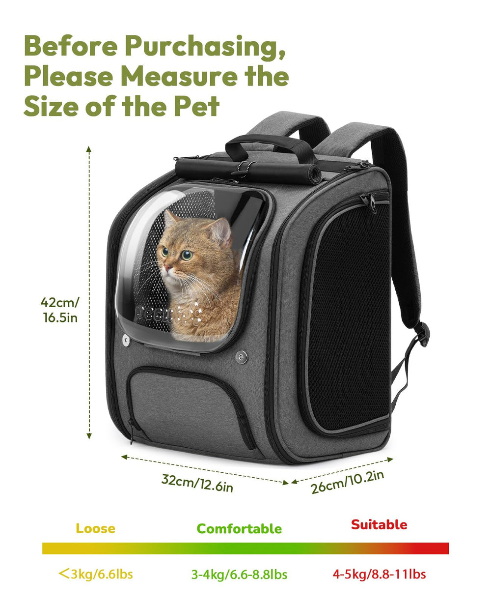 Pecute size guide and dimensions, ensures proper fit for dogs or cats.