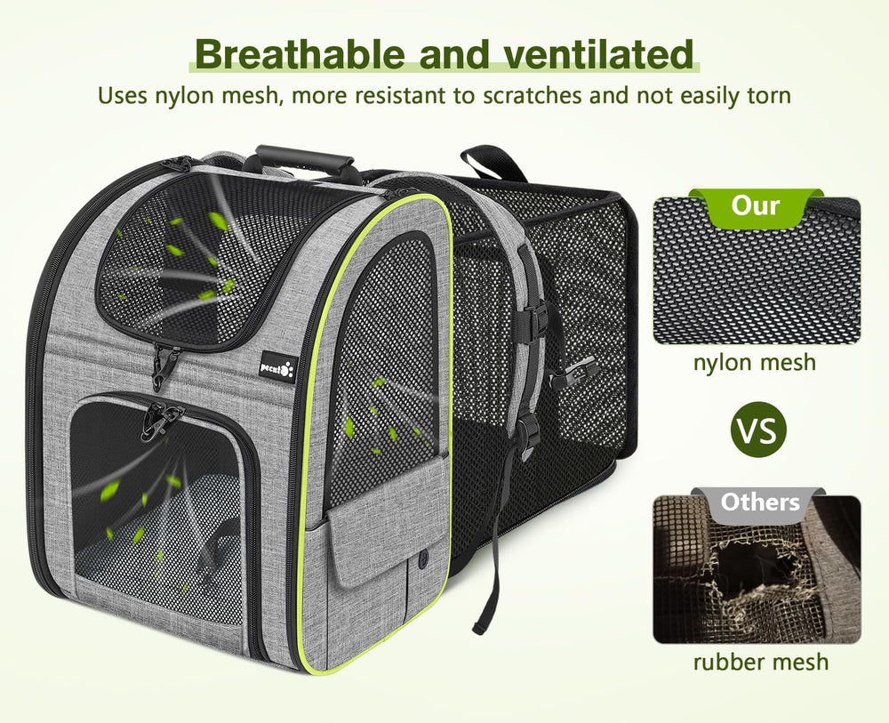Pecute cat backpack ergonomic shoulder straps reduce shoulder fatigue during hikes