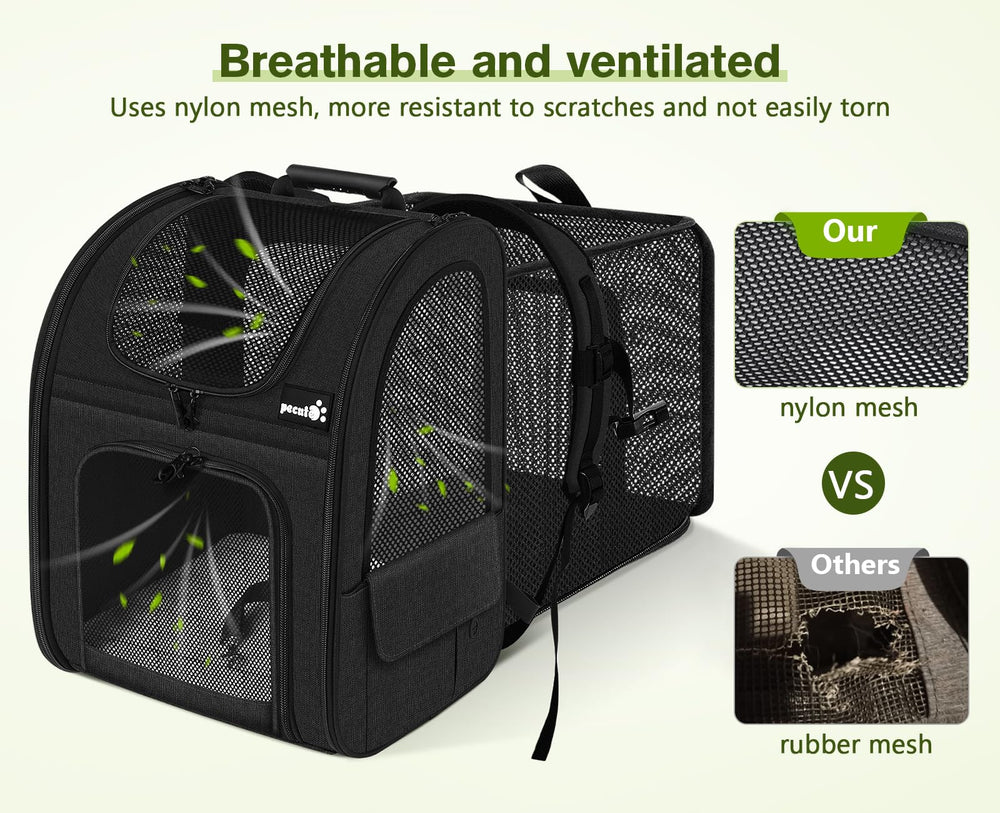Pecute cat backpack ergonomic strap closeup showing padded support