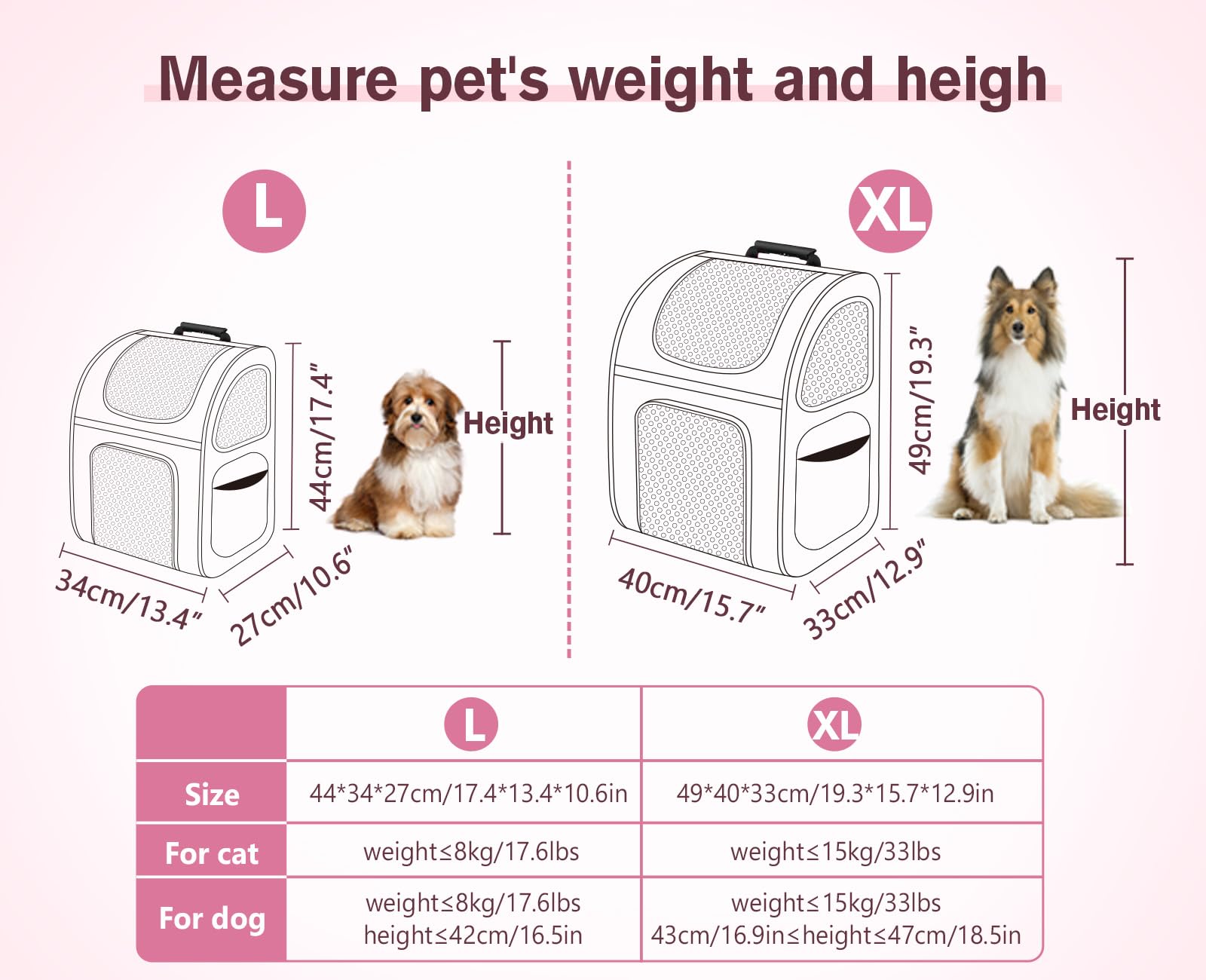 Pecute cat backpack expandable back panel — extra space for pets on journeys.
