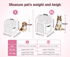 Pecute cat backpack expandable back panel — extra space for pets on journeys.