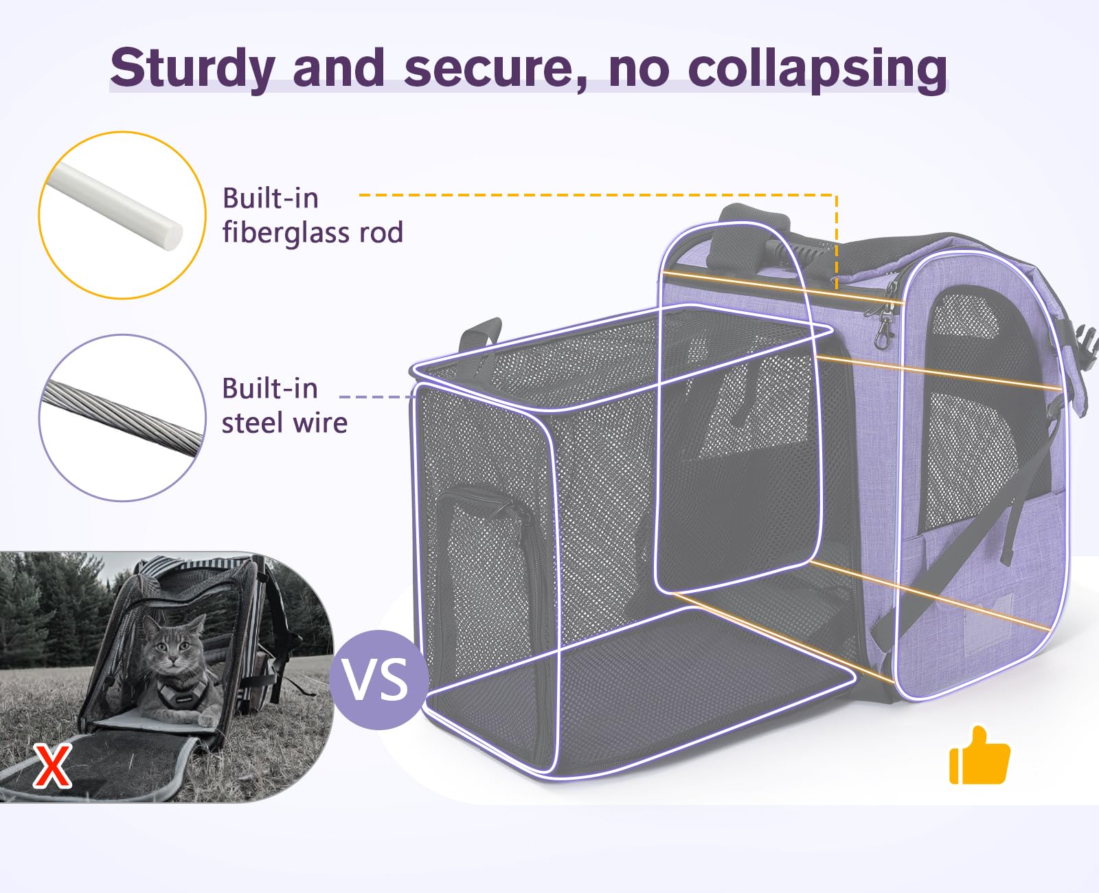 Pecute expandable design image shows wider back for extra space.