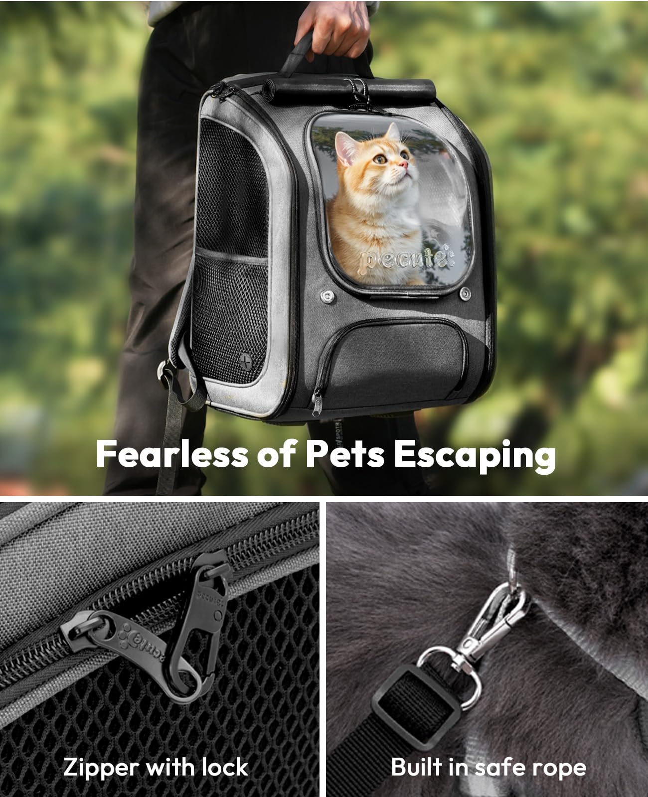 Pecute cat backpack foldable design, compact for easy storage.