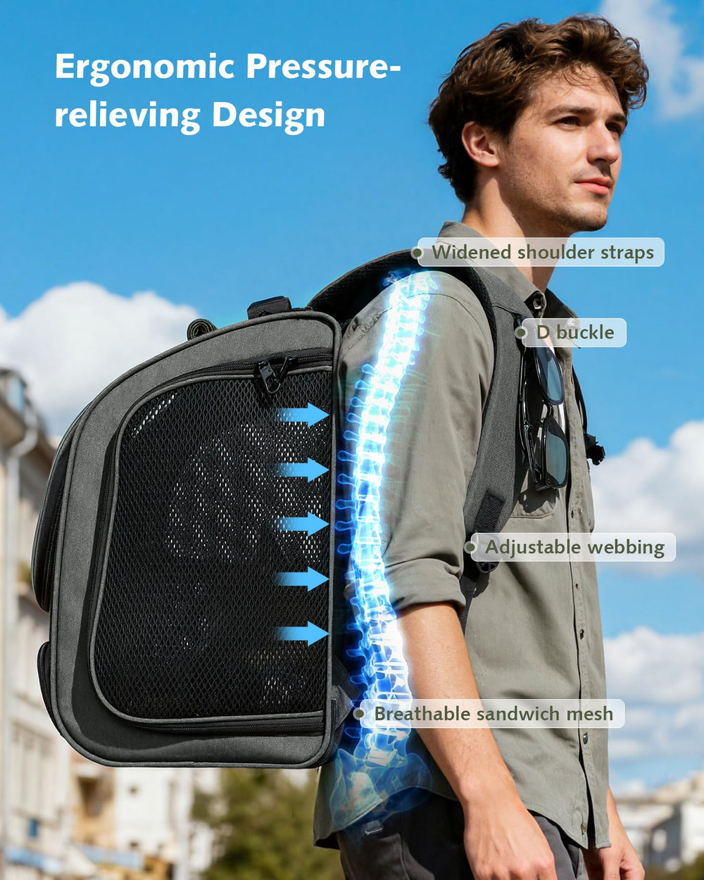 Pecute cat backpack front-pocket storage offers convenient space for essentials