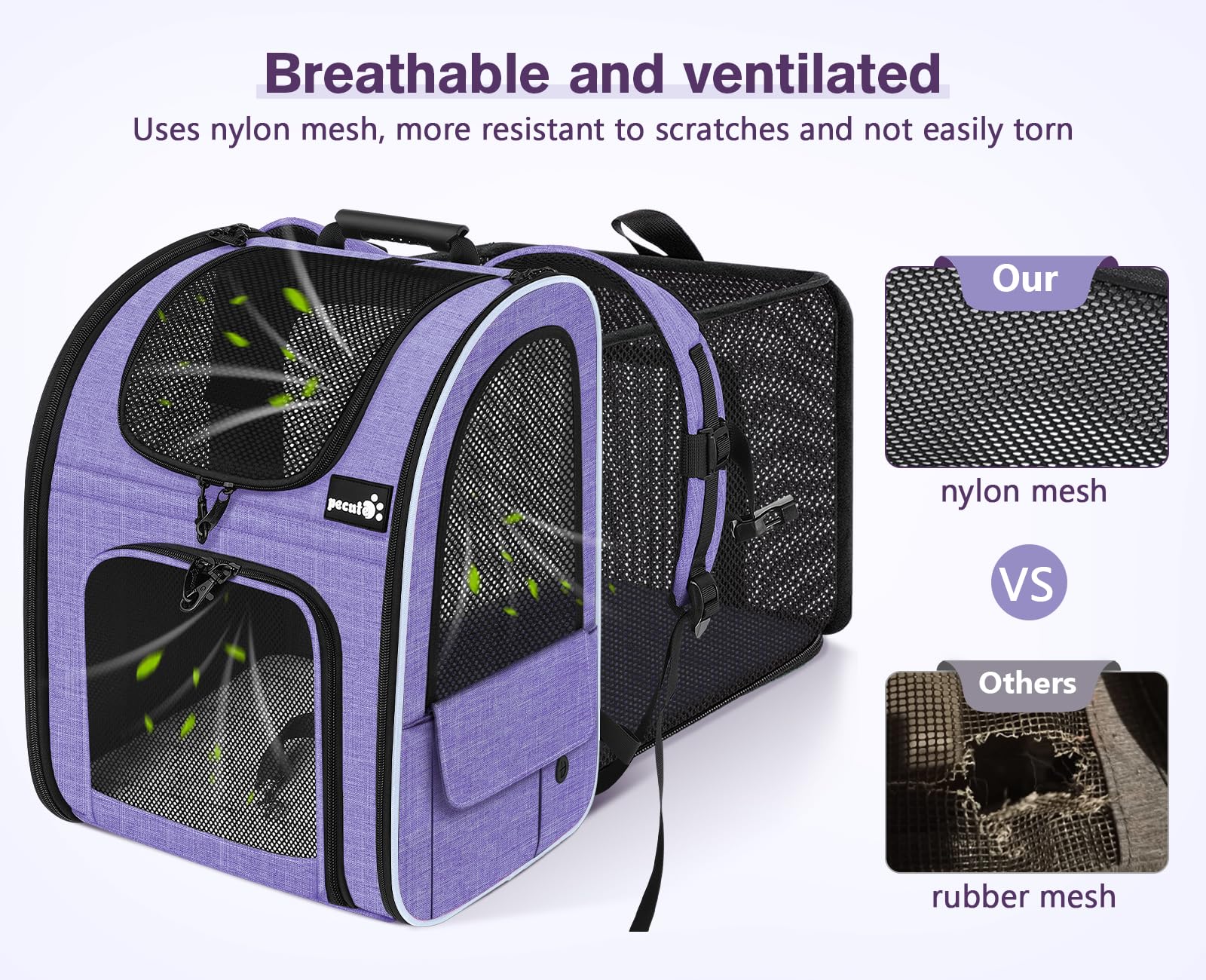 Pecute Cat Backpack Carrier interior cushion provides soft rest on the go.
