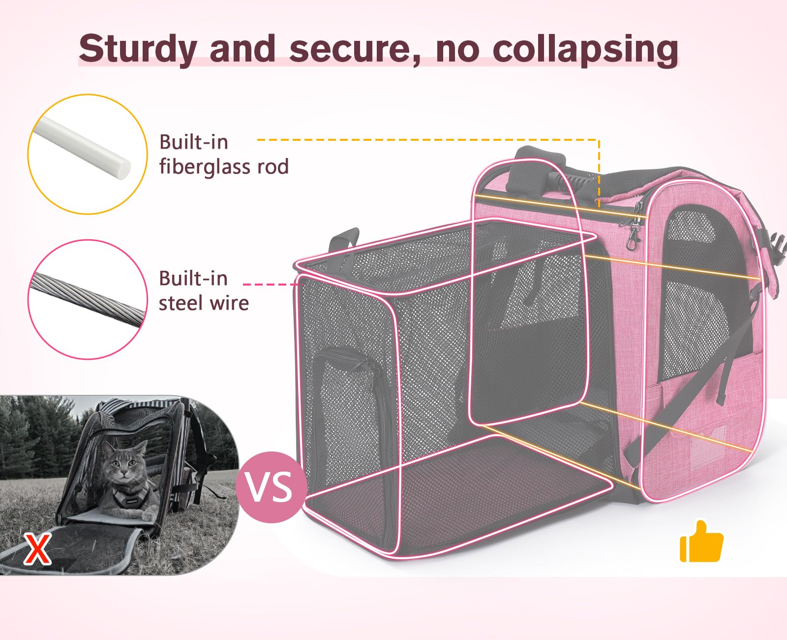 Pecute cat backpack removable cushion — cozy resting spot you can machine-wash.