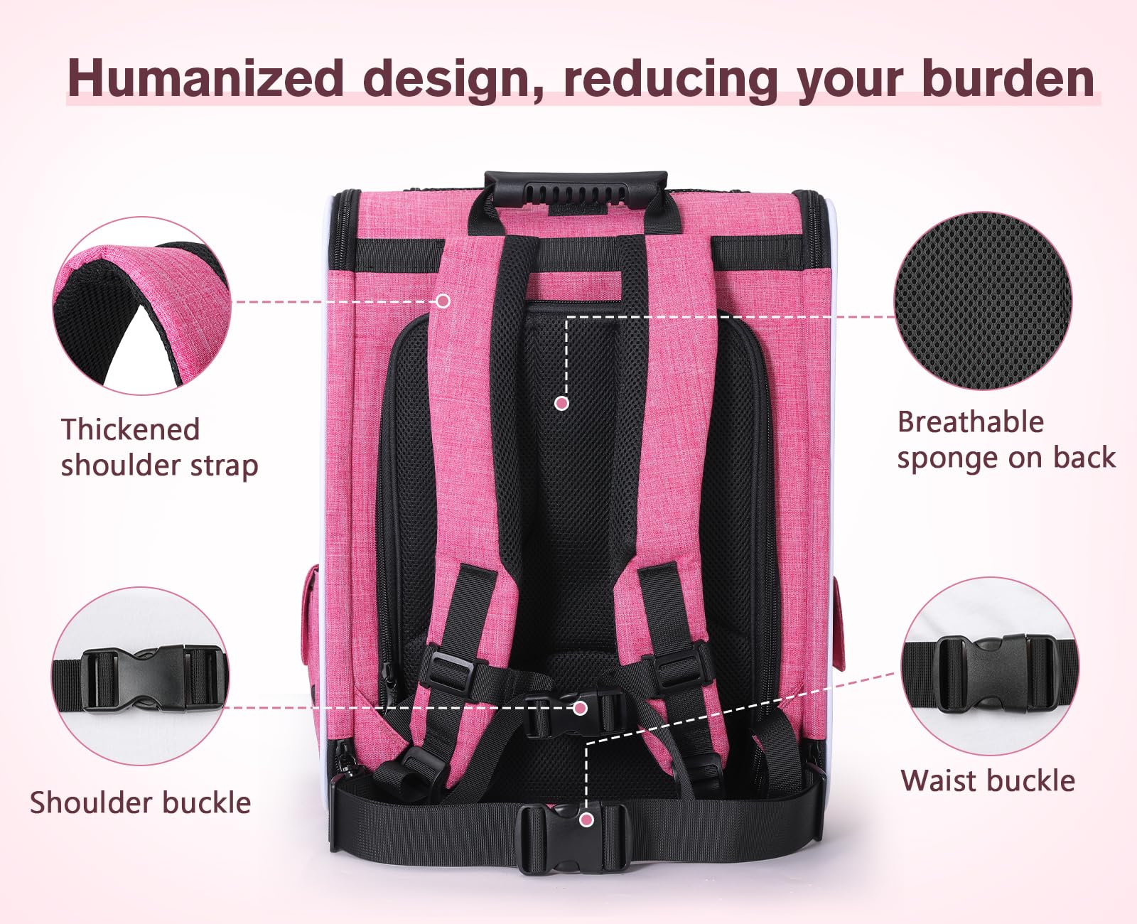 Pecute cat backpack safety zipper lock — prevents pets from escaping during transit.
