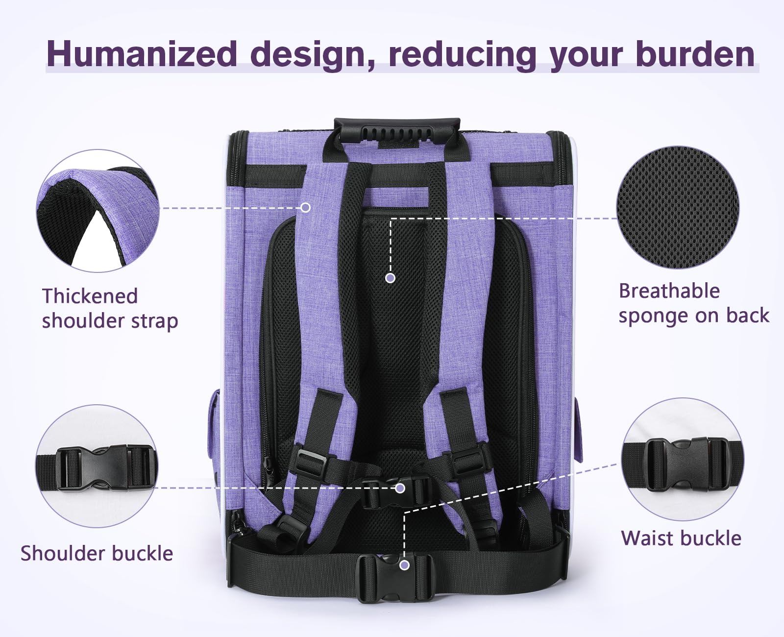 Pecute Safety features include zipper and retractable rope to prevent escapes.