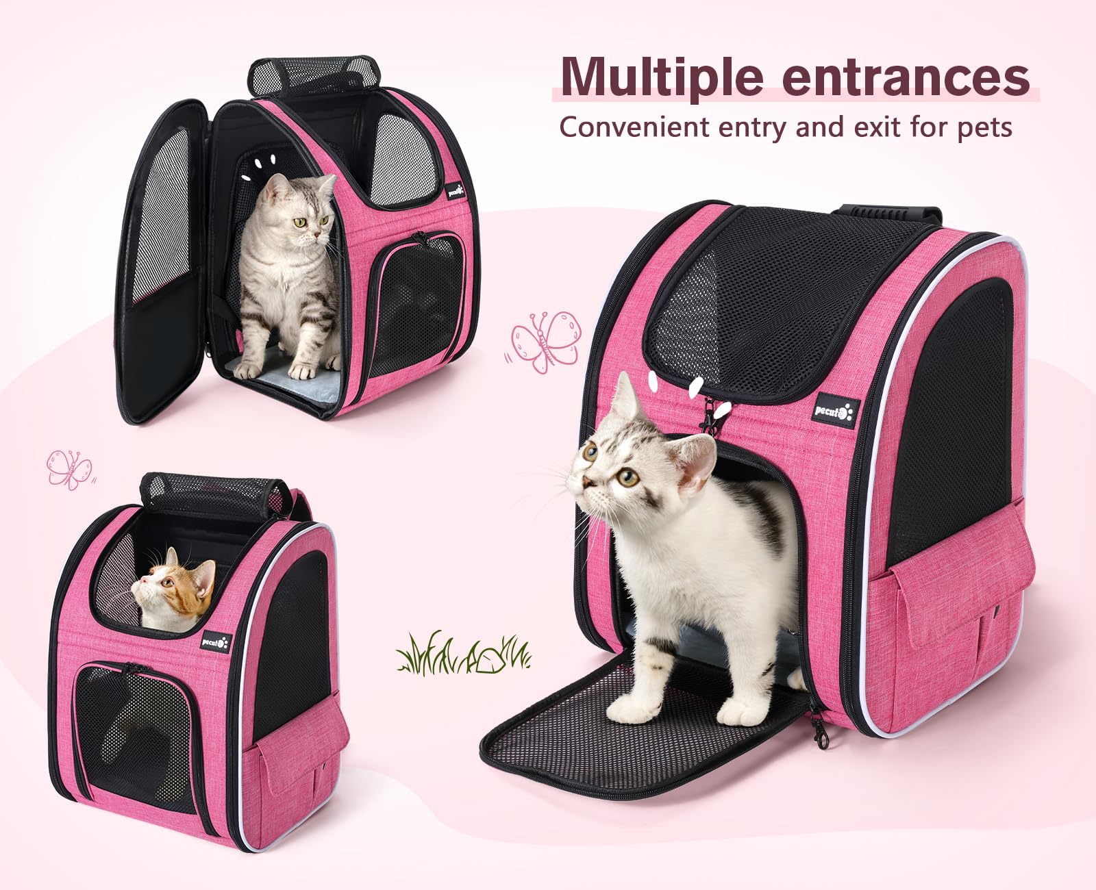 Pecute cat backpack side pockets — handy storage for snacks and essentials.