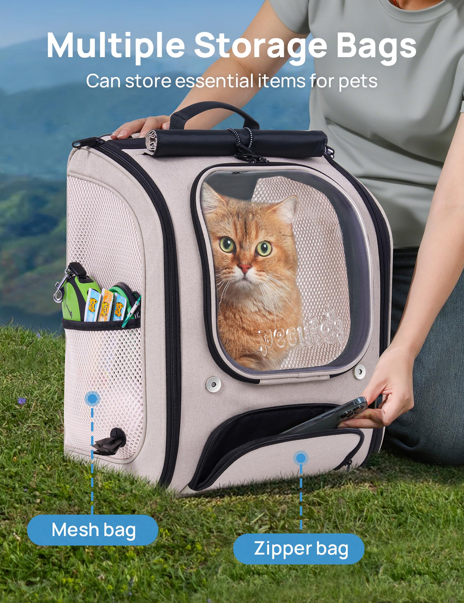 Pecute Cat Backpack UV Sunshade provides added sun protection on sunny trips
