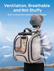 Pecute Cat Backpack Bubble Mesh Sides emphasize breathable airflow and shade