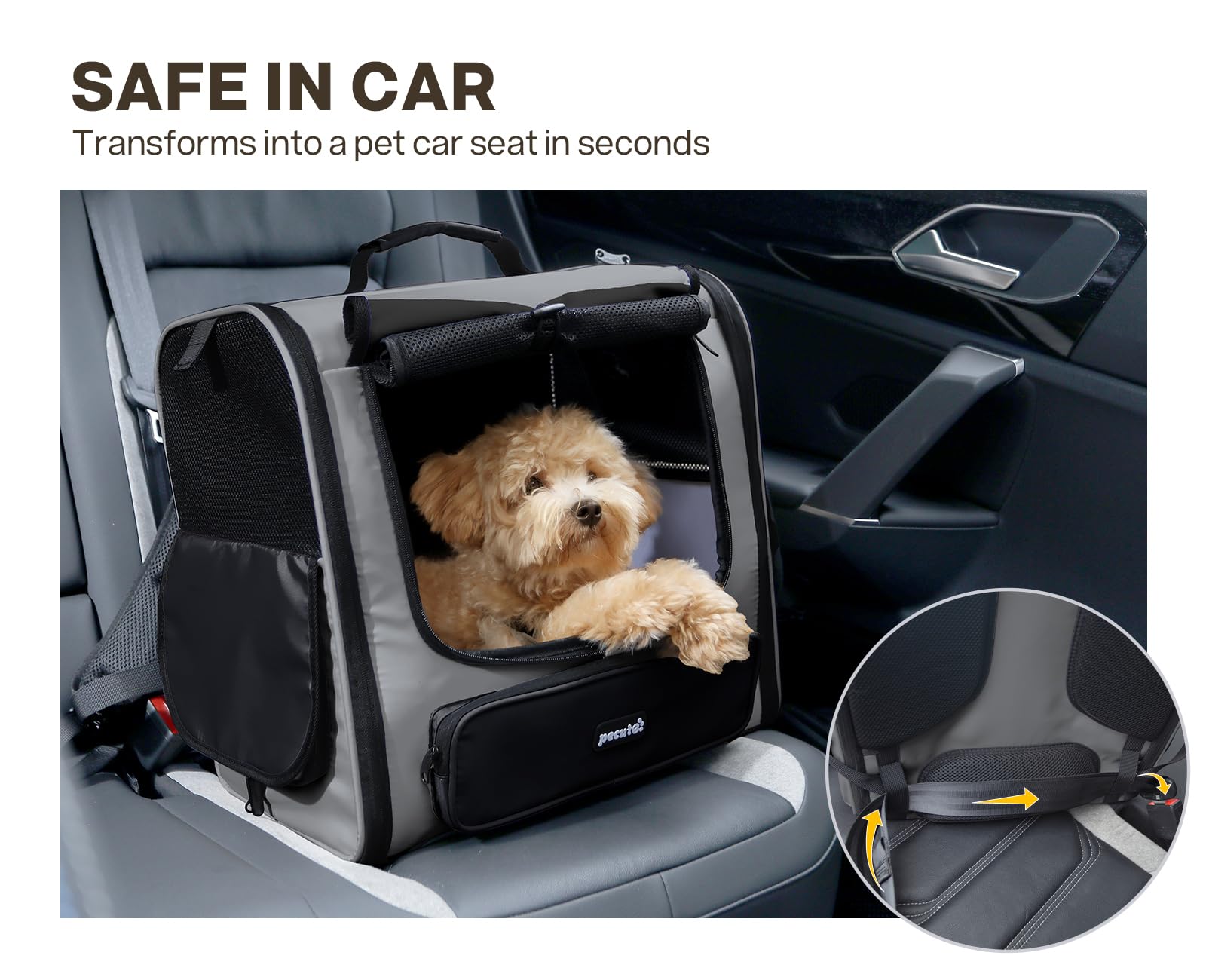 Pecute cat carrier backpack peek-out window enables pet interaction and feeding on the go.