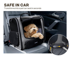 Pecute cat carrier backpack peek-out window enables pet interaction and feeding on the go.