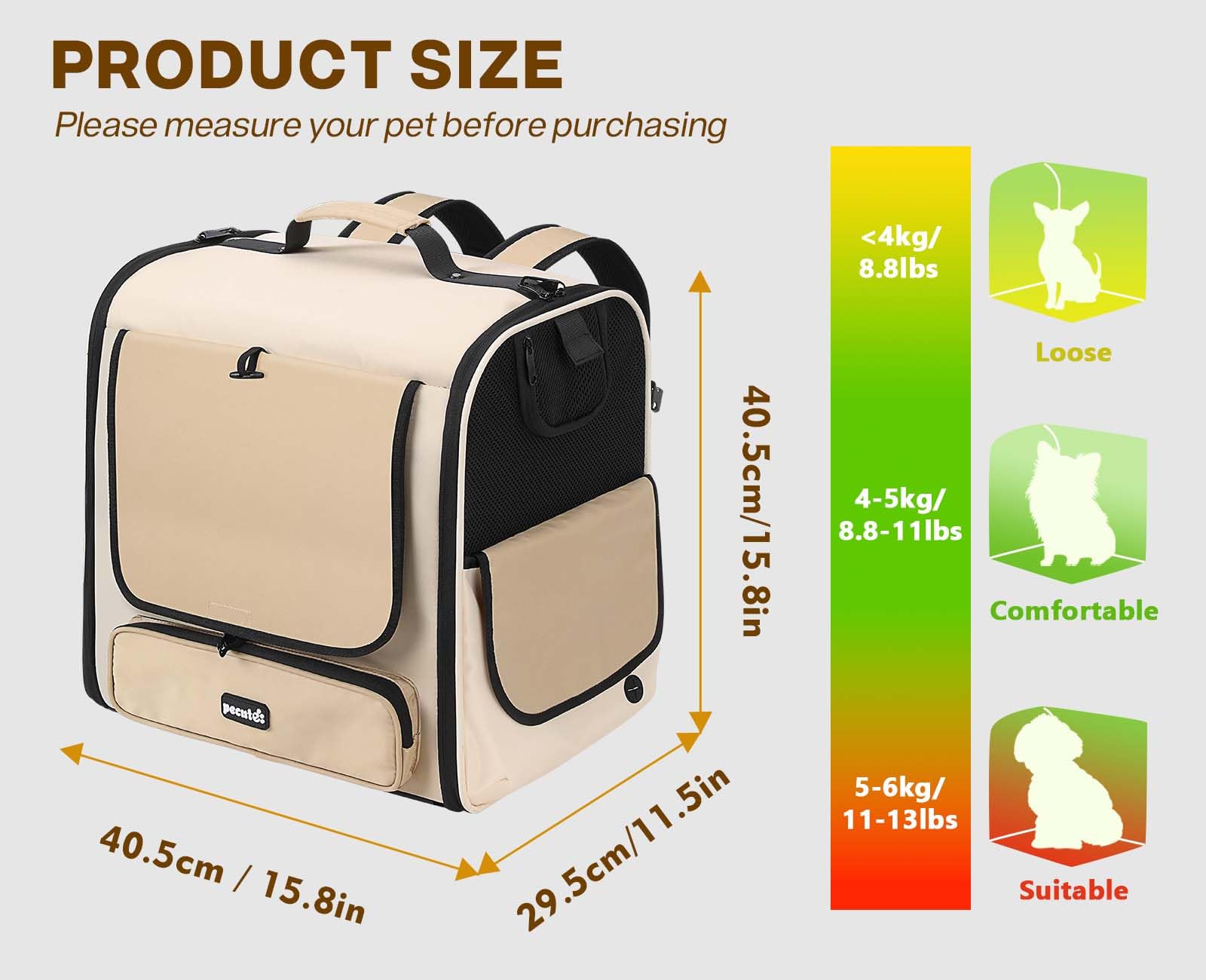 Pecute cat carrier backpack reinforced safety structure for secure travel