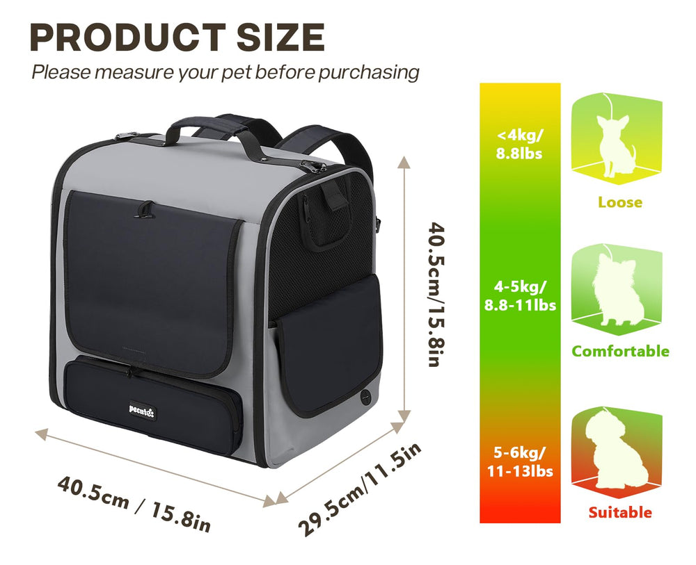 Pecute cat carrier backpack safety features help secure pets on busy outdoor adventures.