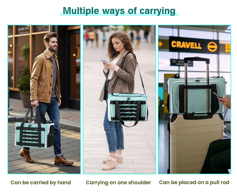Pecute Cat Carrier Expandable handle-strap for versatile transport with hands-free carrying