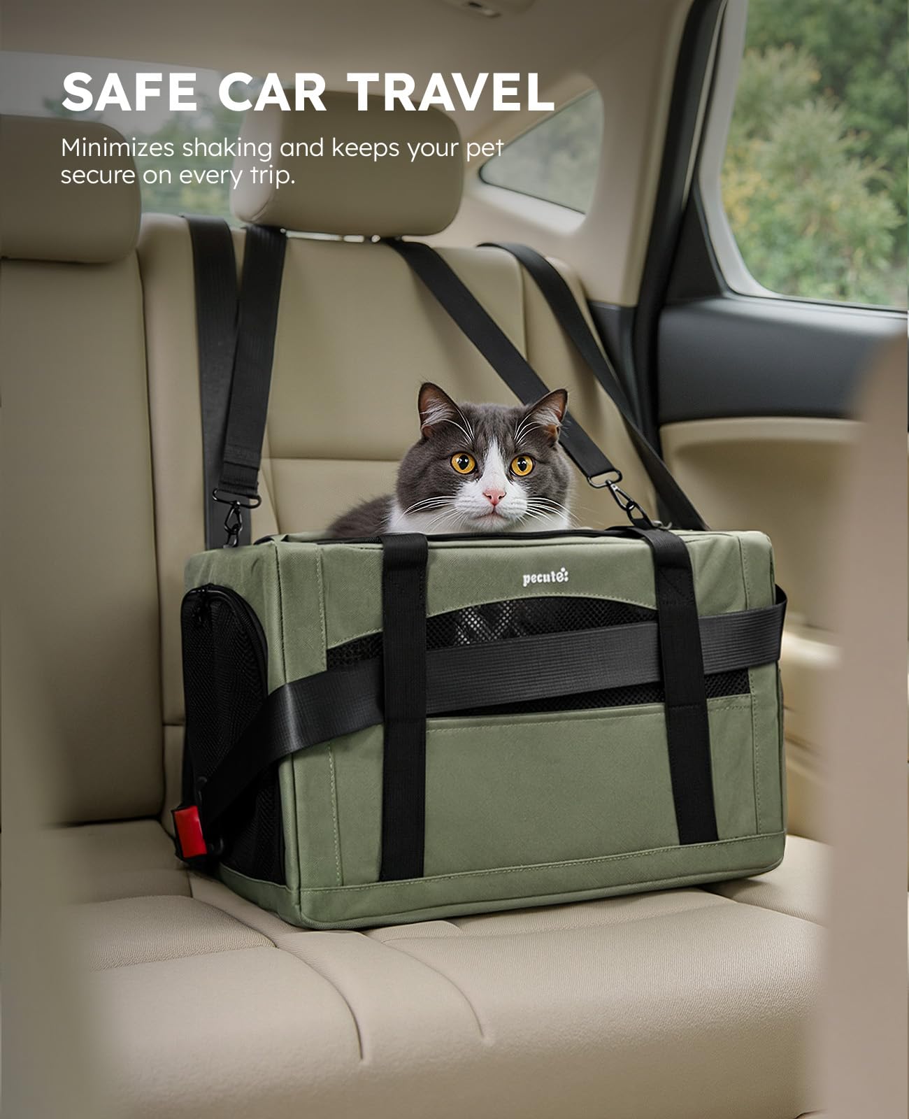 Pecute Cat Carrier hidden-partition: private hideaway helps reduce anxiety during trips.