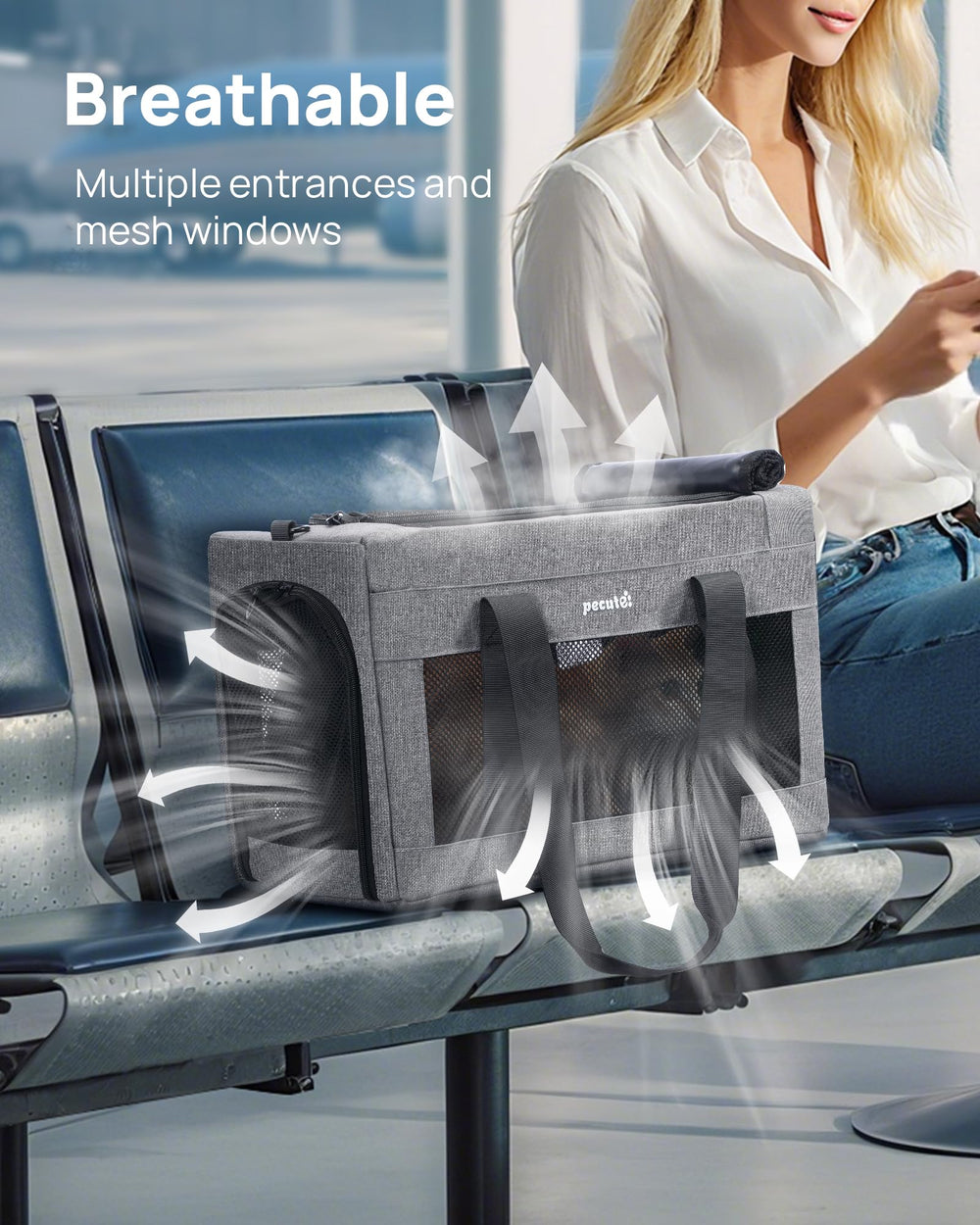 Pecute top-entry feeding port allows quick meals on the go