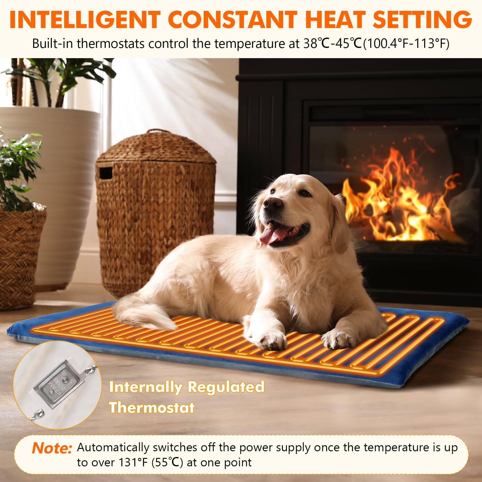 Pecute cat heating pad dual-thermostats-safety helps maintain safe warmth