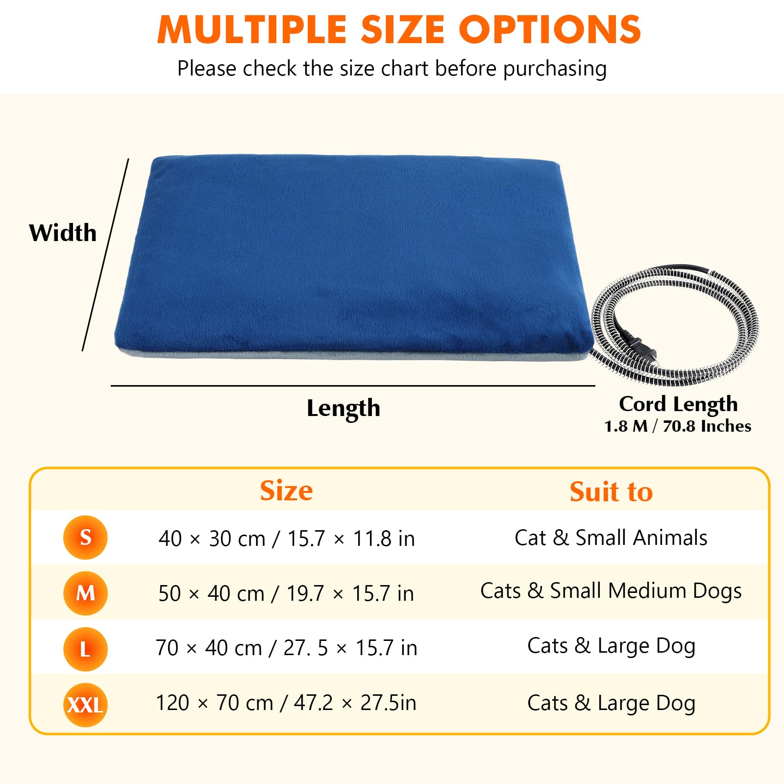 Pecute cat heating pad easy-clean-maintenance supports machine-washable cover and wipeable pad