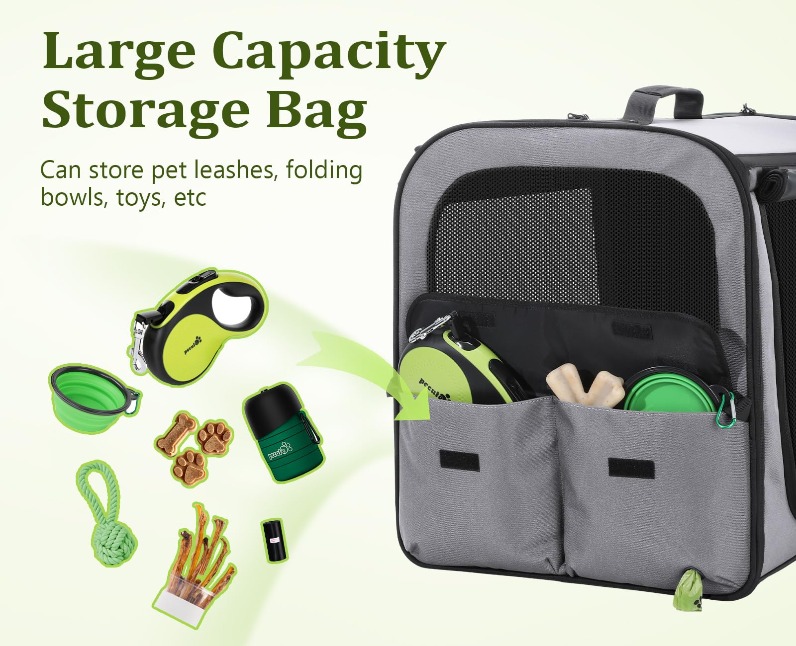 Pecute dog car carrier foldable design stores neatly when not in use.