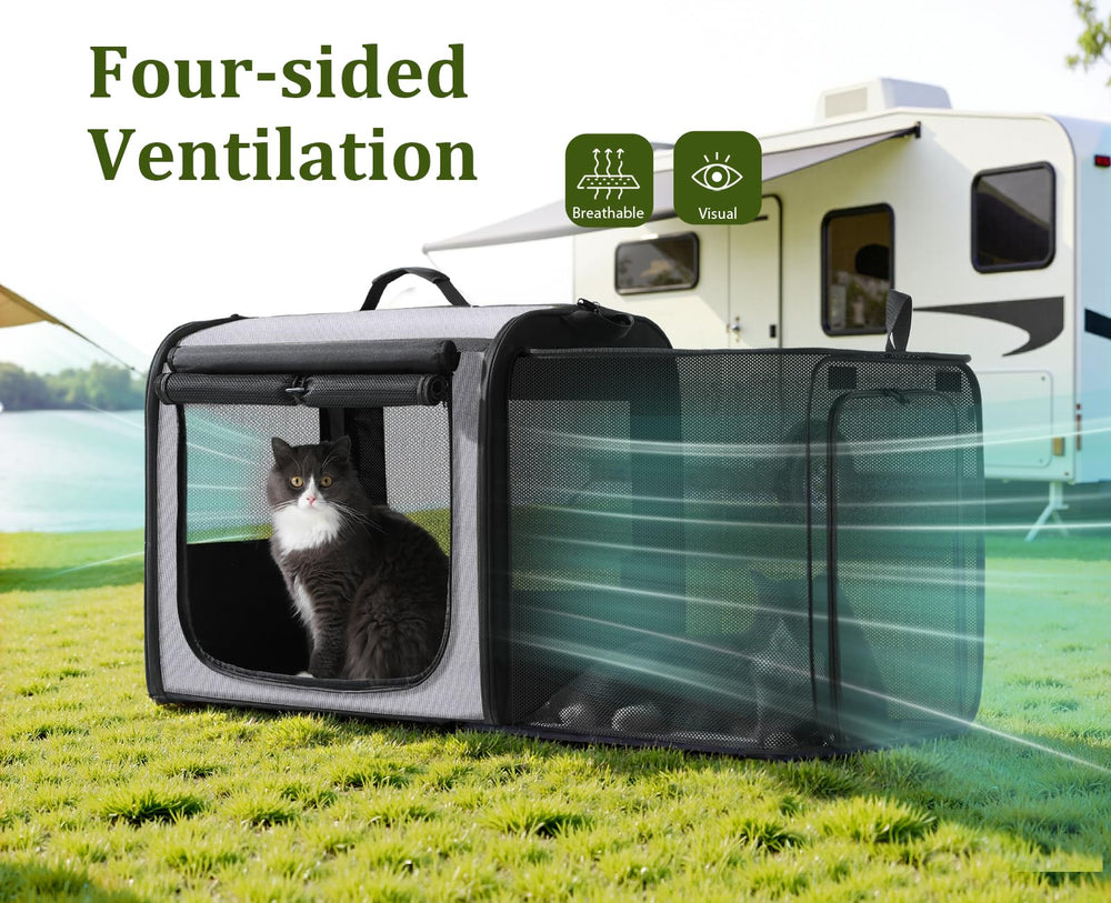 Pecute dog car carrier roller blinds create shade to reduce stress during travel.
