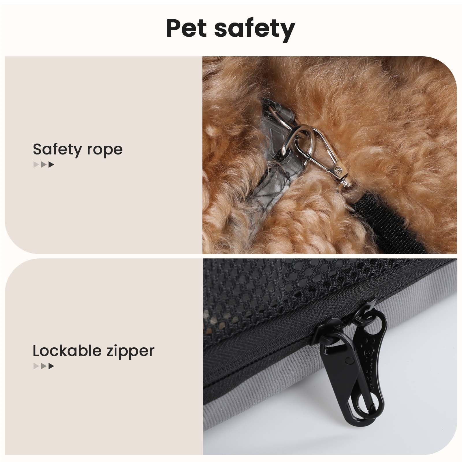 Pecute dog car crate breathable mesh ensures good ventilation in warm rides.