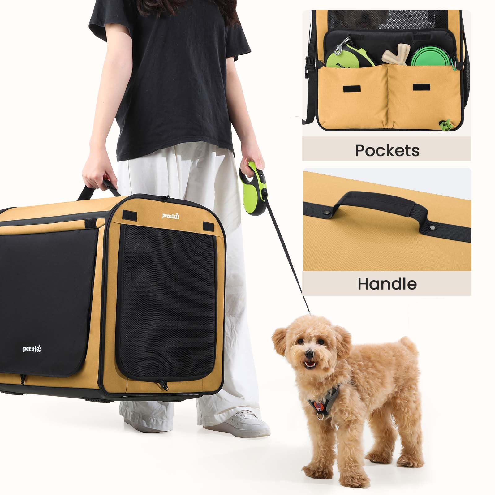 Pecute dog car crate privacy curtains provide sun shading and private interior.
