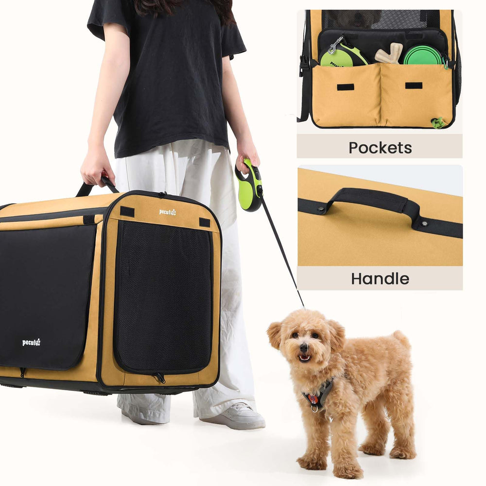 Pecute dog car crate privacy curtains provide sun shading and private interior.