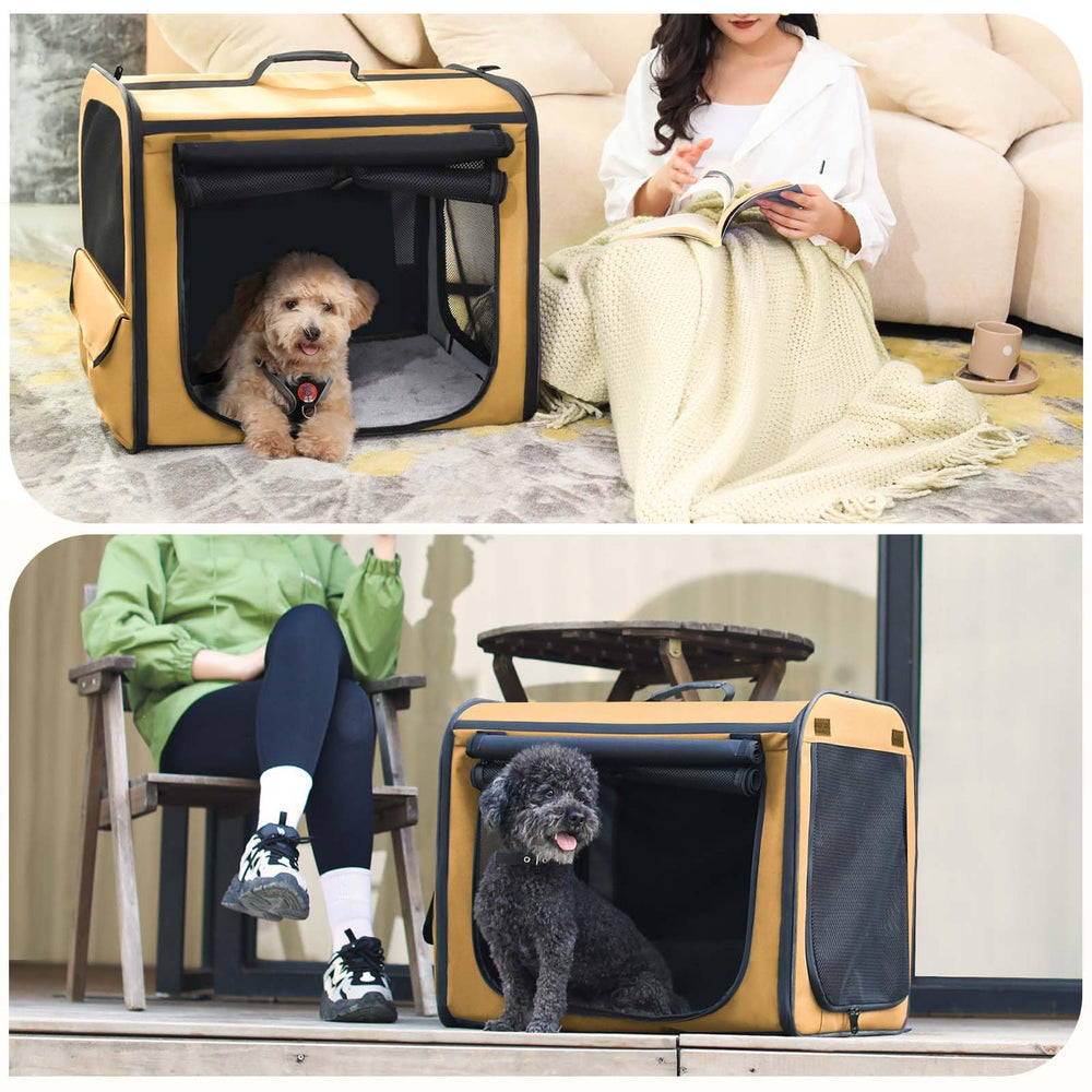 Pecute dog car crate sturdy bottom film allows wipe-clean maintenance.
