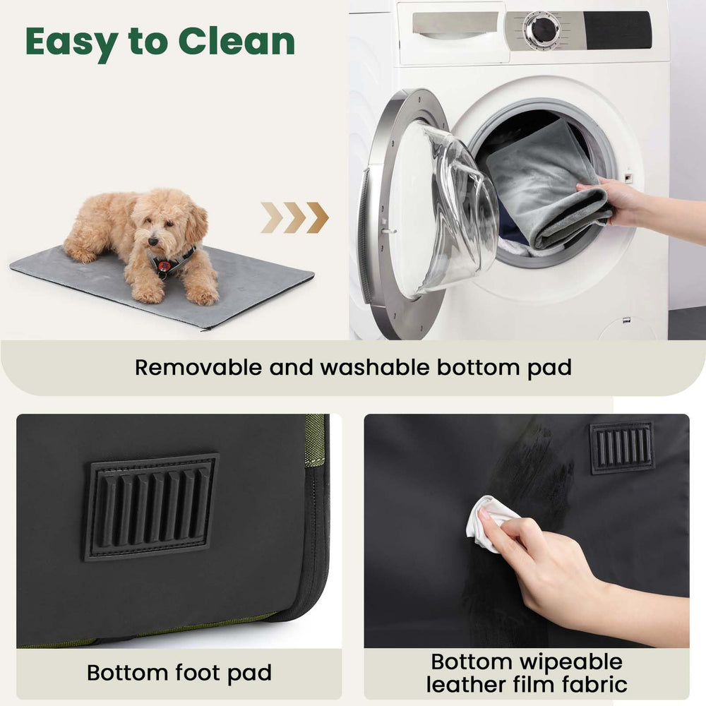 Pecute dog car crate-wipeable-bottom-film promises simple mess cleanup on the go