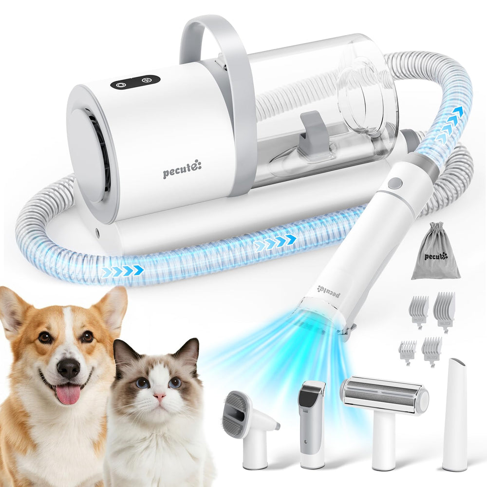 Pecute dog grooming vacuum kit front view for convenient at-home grooming.