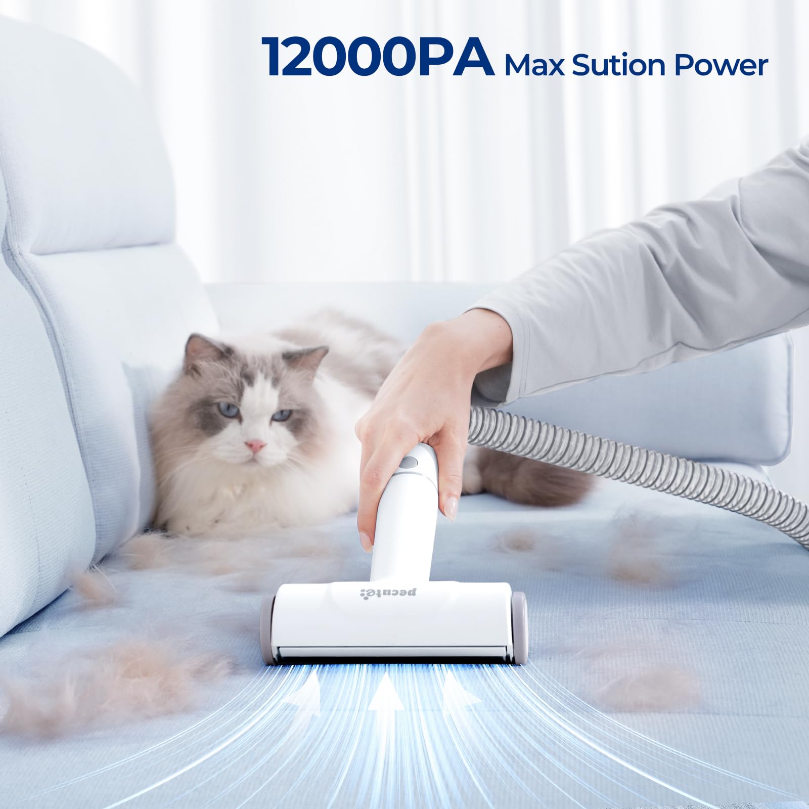 Pecute low-noise operation keeps pets calm during grooming.