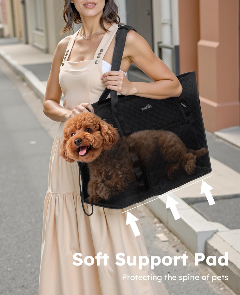 Pecute dog purse carrier breathable top allows improved airflow and comfort.