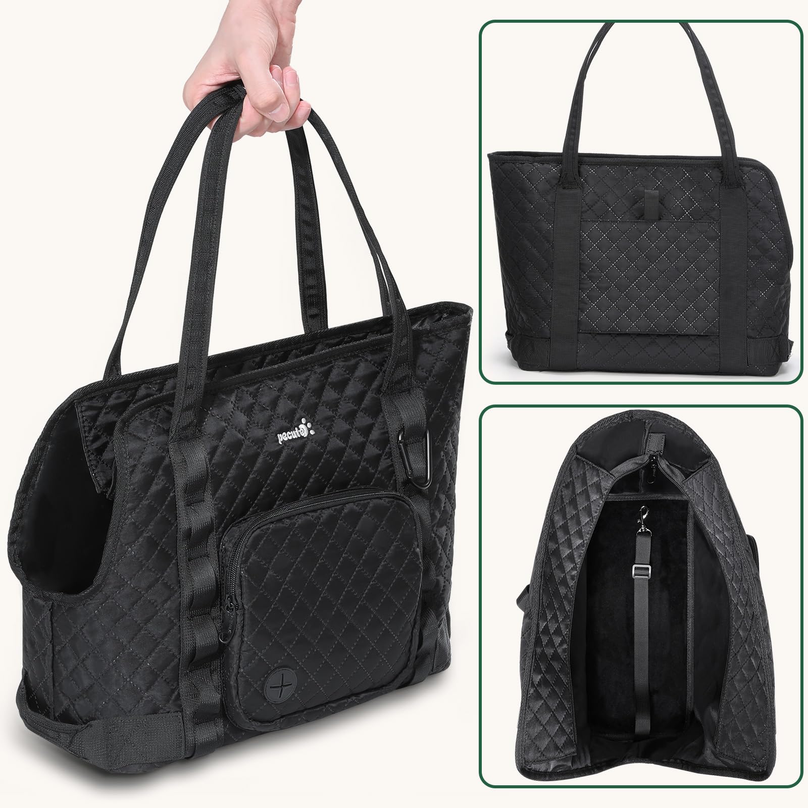 Pecute dog purse carrier care wash tips indicating gentle washing to protect material