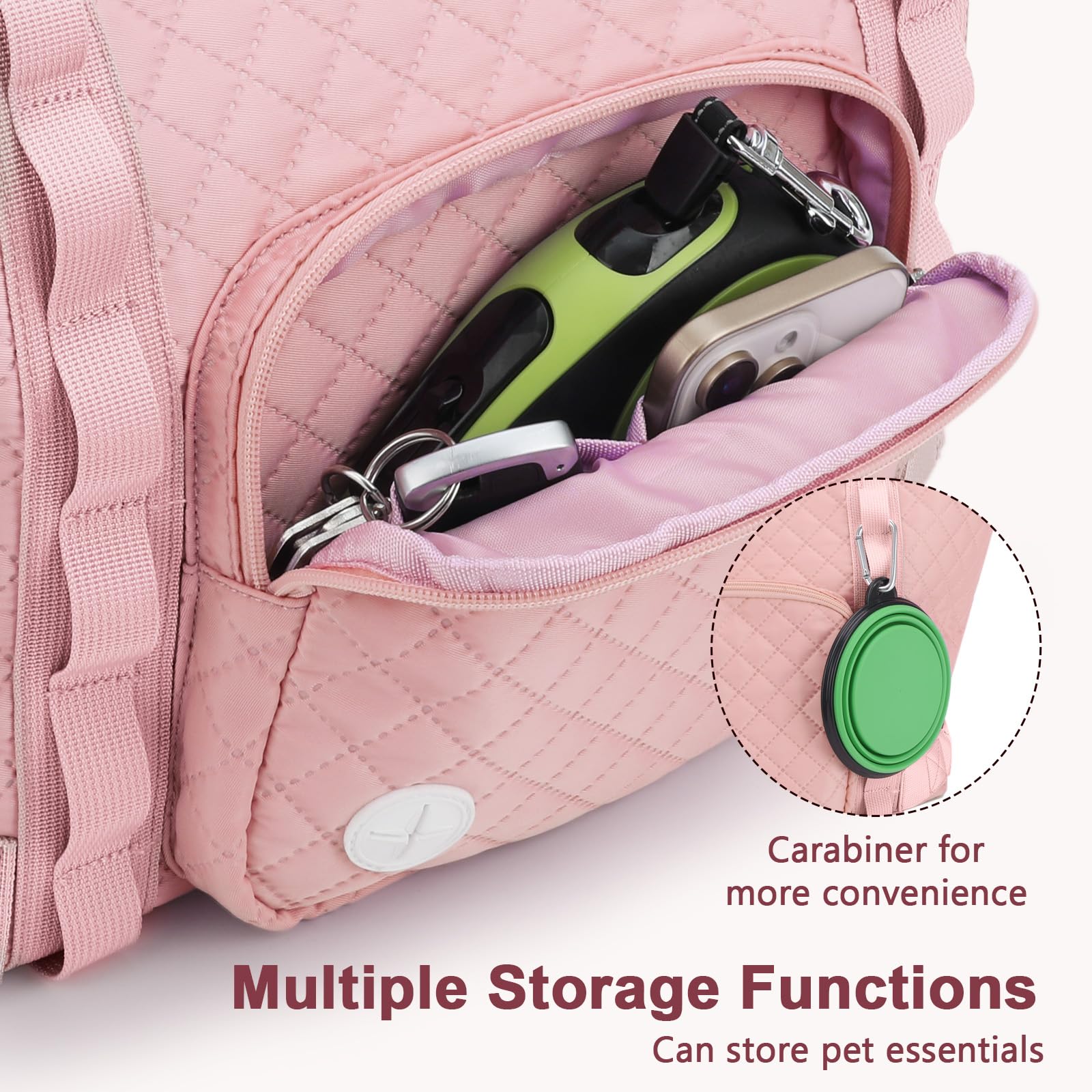 Pecute dog purse carrier front pocket access for snacks and essentials.