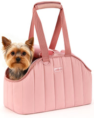 Pecute dog purse carrier front view pink ideal for travel with small dogs