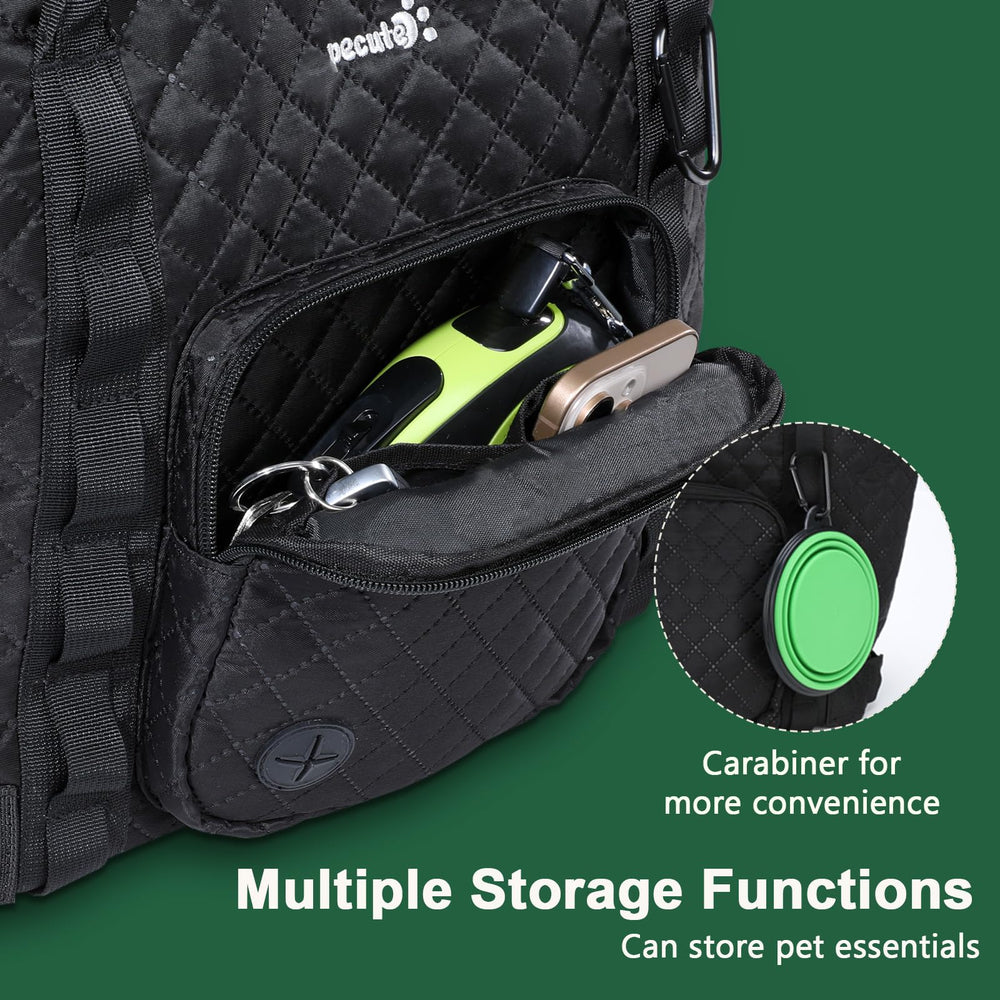 Pecute dog purse carrier pocket storage showcasing front and back pockets for essentials