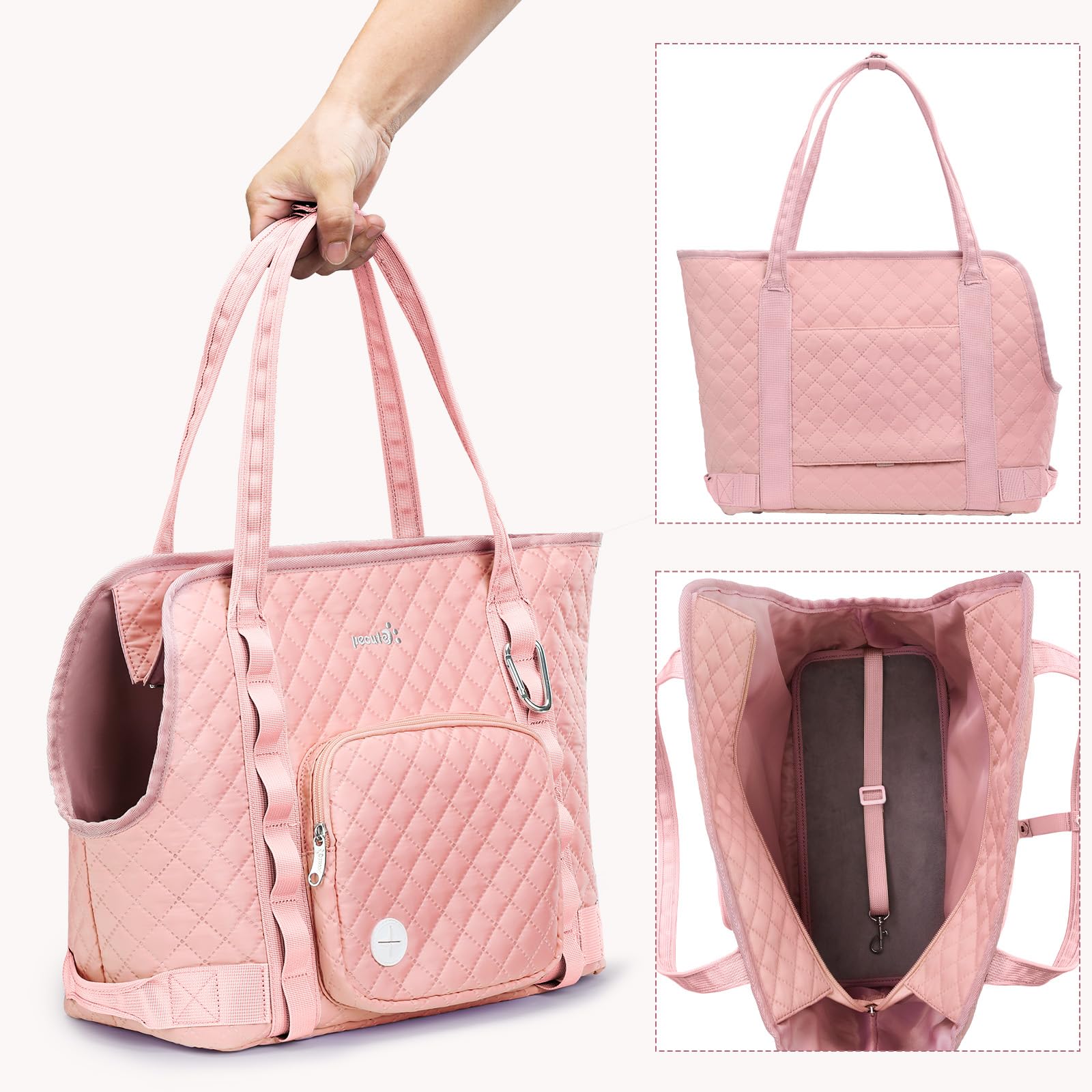 Pecute dog purse carrier retro diamond design adds stylish travel flair.